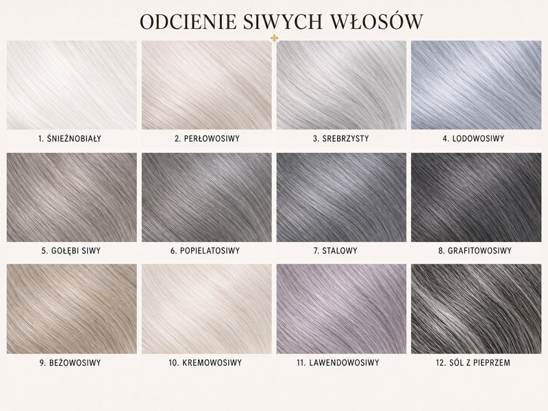 Odcienie siwych włosów